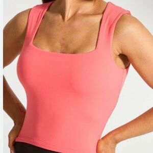 Coral Square Neck Tank Top seamless size XL buttery soft chic romantic basic top